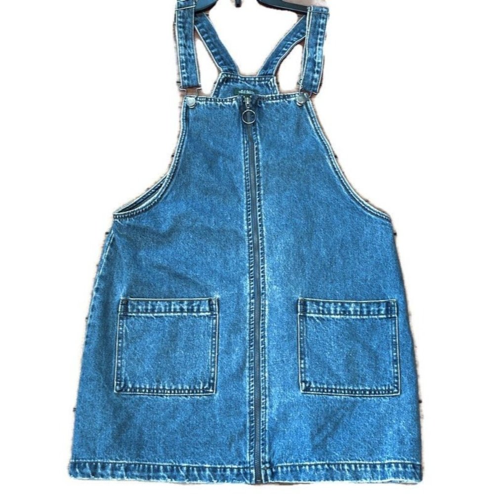 NWOT Wild Fable Size Medium Women Blue Medium Wash Full Zip Overall Skirt Dress